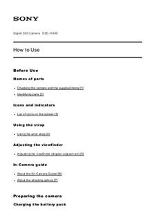 Sony Cyber-shot HX80 manual. Camera Instructions.